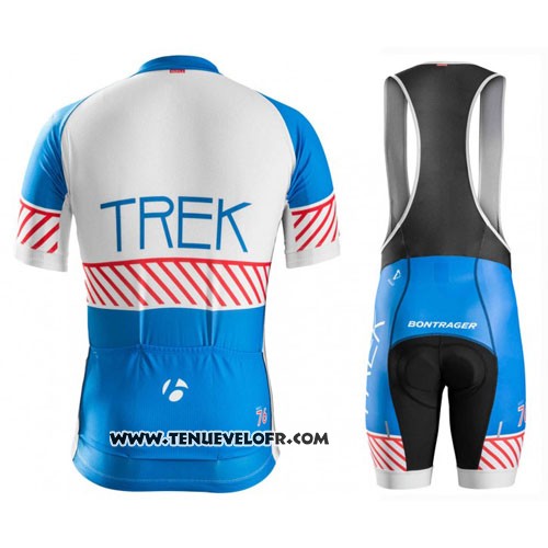 2016 Maillot Ciclismo Trek Bontrager Blanc et Bleu Manches Courtes et Cuissard